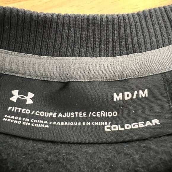 Under Armour Mens Sweatshirt Crew Gray Logo Fitted Athleisure Long Sleeve M - Picture 10 of 10